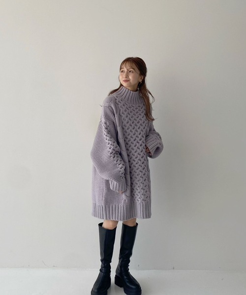 LOWRYS FARM（ローリーズファーム）の「ＵＮＩＳＥＸＢＩＧハイネックプルオーバー　978158（ニット/セーター・レディース・ブラック/パープル/レッド・FREE）」の16枚目の写真