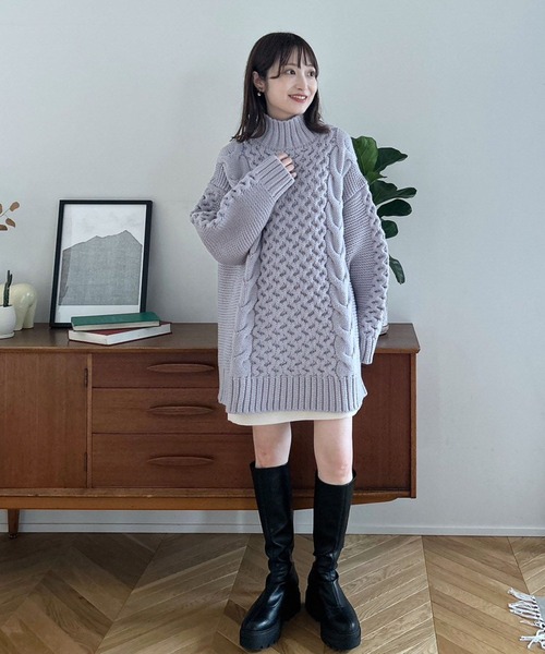LOWRYS FARM（ローリーズファーム）の「ＵＮＩＳＥＸＢＩＧハイネックプルオーバー　978158（ニット/セーター・レディース・ブラック/パープル/レッド・FREE）」の17枚目の写真