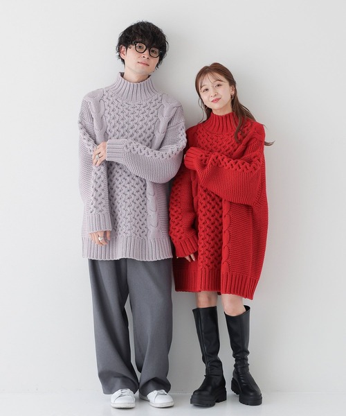 LOWRYS FARM（ローリーズファーム）の「ＵＮＩＳＥＸＢＩＧハイネックプルオーバー　978158（ニット/セーター・レディース・ブラック/パープル/レッド・FREE）」の14枚目の写真