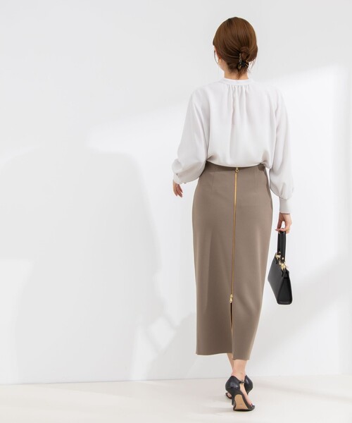 NOLLEY’S Sophi(ノーリーズソフィ)の「ウォッシャブルボンディングジョーゼット前後2WAYロングスカート(スカート・レディース・ブラック/グレイッシュベージュ/カーキ・36/34/38)」の10枚目の写真