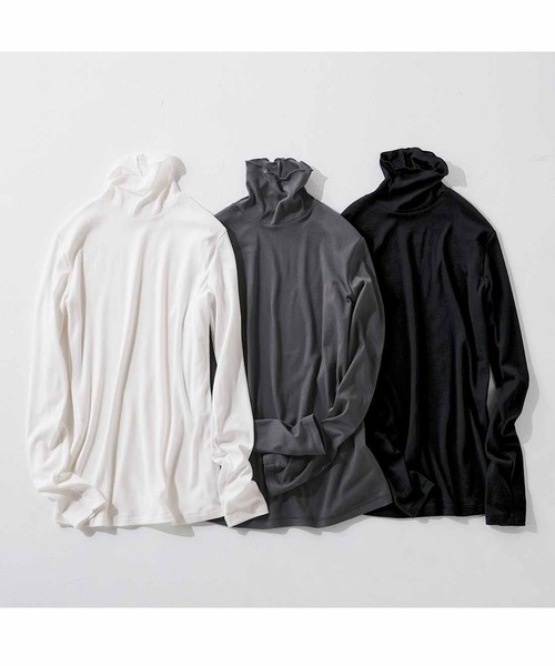 MEDE19F（メデジュウキュウ）の「ＭＥＤＥ１９Ｆ　エアリーな風合いの吸湿発熱コットンハイネックトップス（Tシャツ/カットソー・レディース・チャコールグレー/ブラック/オフホワイト・LARGE/MEDIUM/X-LARGE/XX-LARGE）」の14枚目の写真