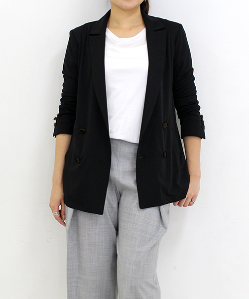 robbem(ロベム)の「【robbem】ジョーゼットジャケット(テーラードジャケット・レディース・ネイビー/ブラック・40/38)」の2枚目の写真