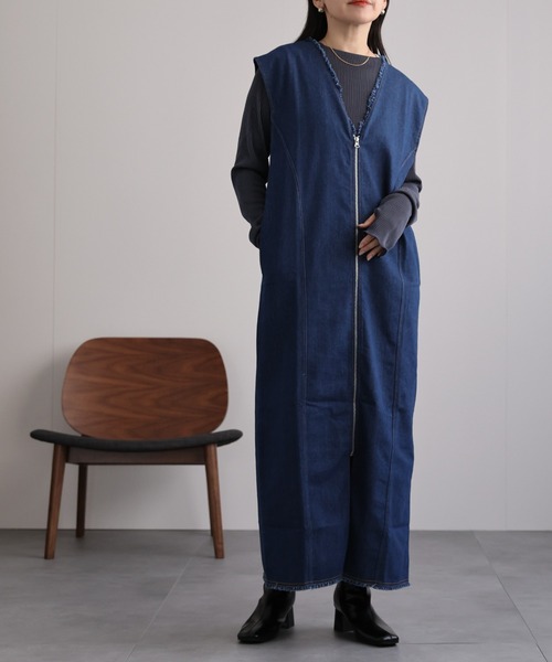 ap retro(アプレトロ)の「デニムワンピース(ジャンパースカート・レディース・ブラック/インディゴブルー・MEDIUM)」の17枚目の写真