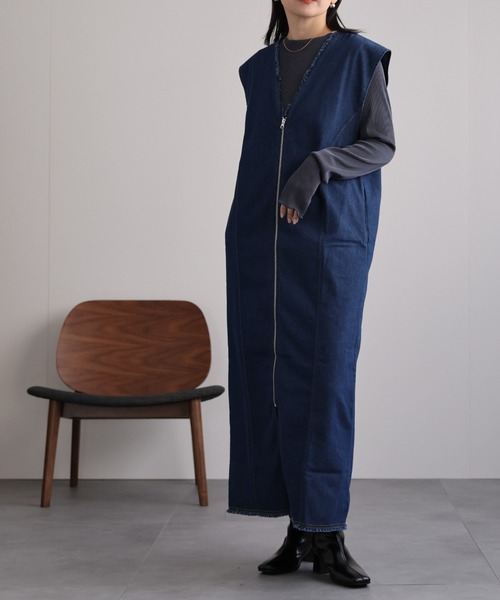 ap retro(アプレトロ)の「デニムワンピース(ジャンパースカート・レディース・ブラック/インディゴブルー・MEDIUM)」の18枚目の写真