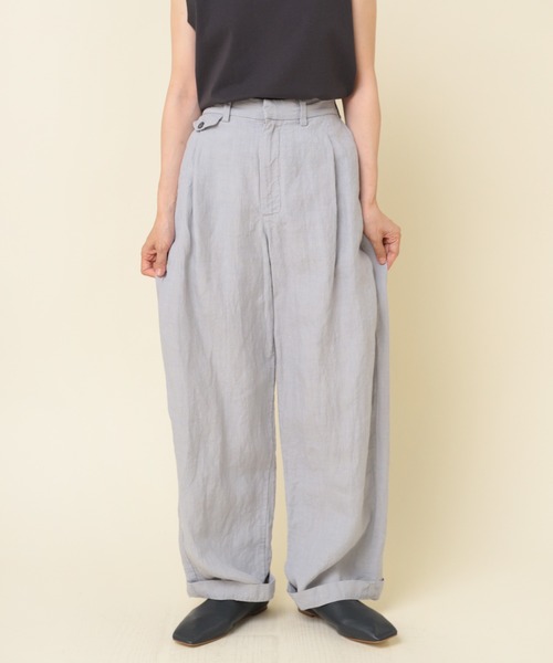 RNA-N（アールエヌエーエヌ）の「R4191 ＪＡＰＡＮ　ＬＩＮＥＮワイドスラックス（スラックス・レディース・ライトグレー/ブラック/ライトブラウン・MEDIUM）」の3枚目の写真