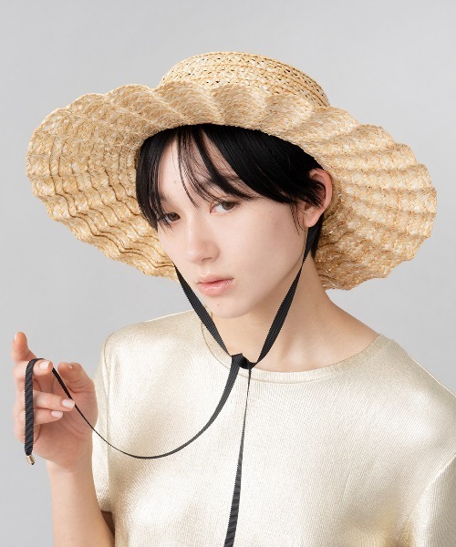 Casselini（キャセリーニ）の「Casselini(キャセリーニ)透かしなみなみハット（ハット・レディース・ナチュラル/ブラック・FREE）」の6枚目の写真