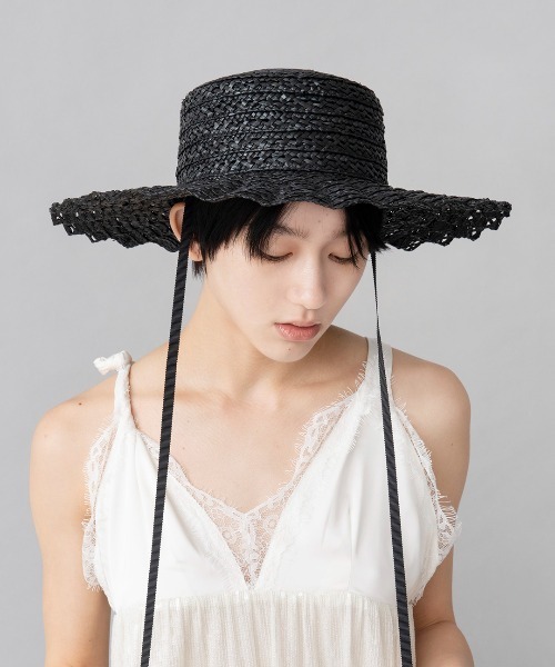 Casselini（キャセリーニ）の「Casselini(キャセリーニ)透かしなみなみハット（ハット・レディース・ナチュラル/ブラック・FREE）」の3枚目の写真