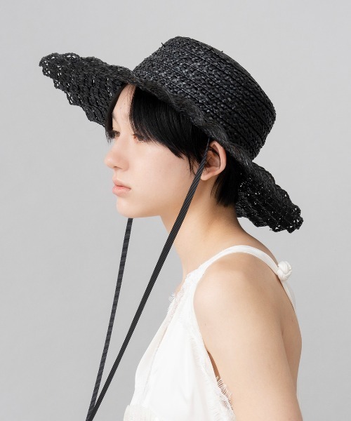 Casselini（キャセリーニ）の「Casselini(キャセリーニ)透かしなみなみハット（ハット・レディース・ナチュラル/ブラック・FREE）」の8枚目の写真