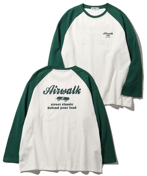 AIRWALK（エアウォーク）の「【AIRWALK/エアウォーク】アートワークデザイン ラグラン ロングスリーブTシャツ（Tシャツ/カットソー・メンズ・ホワイト×グリーン/ホワイト×ブラック/ホワイト×ブルー/ブラック×ホワイト・M/L/LL）」の2枚目の写真