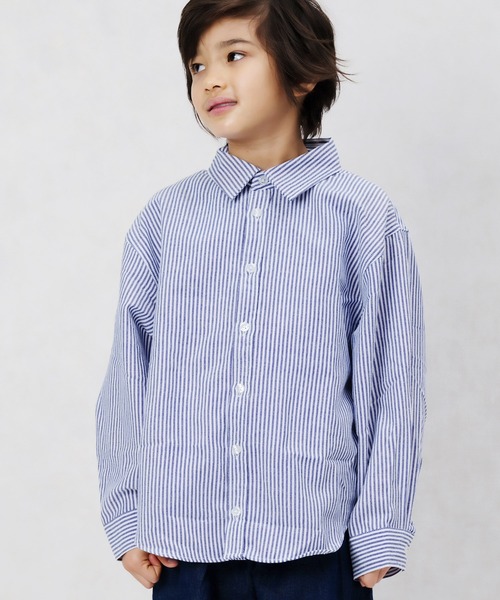 ZI-ON(ジーオン)の「レギュラーカラー&ノーカラーオーバーサイズシャツ(シャツ/ブラウス・キッズ・オフホワイト/カーキ/サックスブルー/グレー系その他/ブルー系その他2/ネイビー/グリーン系その他/グレー系その他2/ブルー系その他/グレー系その他3/ベージュ/チャコール/ホワイト系その他/ベージュ系その他・110cm/120cm/130cm/140cm/150cm/160cm)」の11枚目の写真