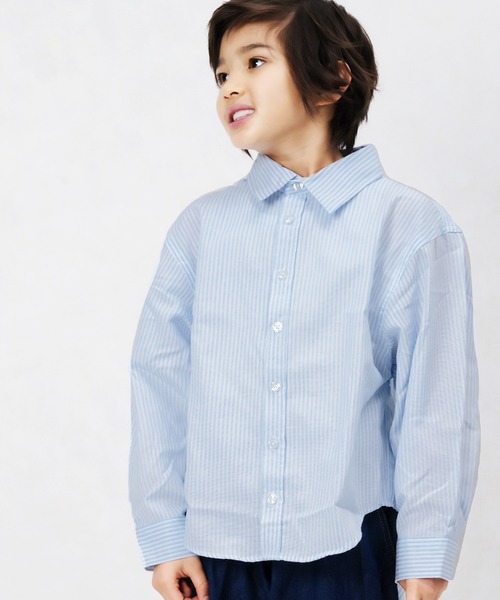 ZI-ON(ジーオン)の「レギュラーカラー&ノーカラーオーバーサイズシャツ(シャツ/ブラウス・キッズ・オフホワイト/カーキ/サックスブルー/グレー系その他/ブルー系その他2/ネイビー/グリーン系その他/グレー系その他2/ブルー系その他/グレー系その他3/ベージュ/チャコール/ホワイト系その他/ベージュ系その他・110cm/120cm/130cm/140cm/150cm/160cm)」の12枚目の写真