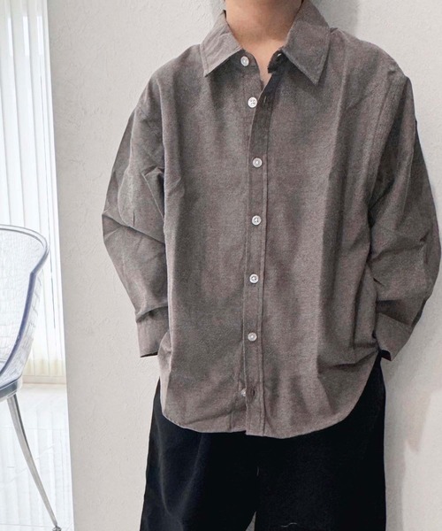 ZI-ON(ジーオン)の「レギュラーカラー&ノーカラーオーバーサイズシャツ(シャツ/ブラウス・キッズ・オフホワイト/カーキ/サックスブルー/グレー系その他/ブルー系その他2/ネイビー/グリーン系その他/グレー系その他2/ブルー系その他/グレー系その他3/ベージュ/チャコール/ホワイト系その他/ベージュ系その他・110cm/120cm/130cm/140cm/150cm/160cm)」の5枚目の写真