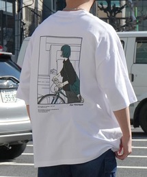 ILL'S（イルズ）の「イラストバックプリント   ワンポイント刺繍 ビッグシルエット半袖Tシャツ カットソー ユニセックス メンズ レディース（Tシャツ/カットソー）」