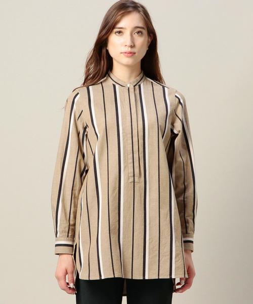 BEAUTY&YOUTH UNITED ARROWS（ビューティーアンドユースユナイテッドアローズ）の「BY ヘリンボーンストライプバンドカラーチュニック◆（シャツ/ブラウス・レディース・ベージュ/ライラック・フリー）」の10枚目の写真