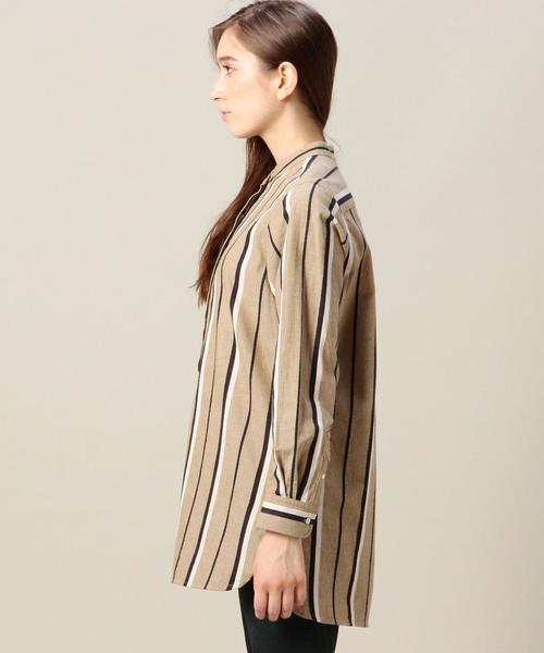 BEAUTY&YOUTH UNITED ARROWS（ビューティーアンドユースユナイテッドアローズ）の「BY ヘリンボーンストライプバンドカラーチュニック◆（シャツ/ブラウス・レディース・ベージュ/ライラック・フリー）」の11枚目の写真