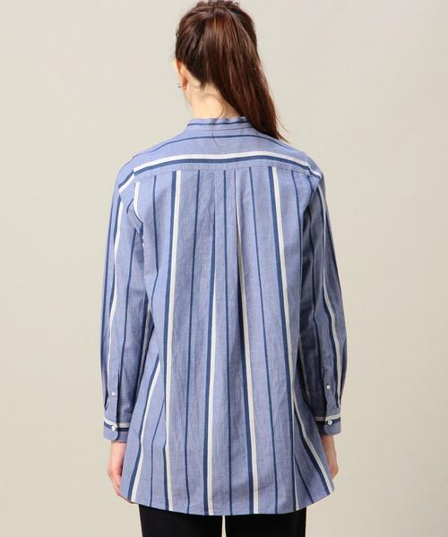 BEAUTY&YOUTH UNITED ARROWS（ビューティーアンドユースユナイテッドアローズ）の「BY ヘリンボーンストライプバンドカラーチュニック◆（シャツ/ブラウス・レディース・ベージュ/ライラック・フリー）」の7枚目の写真