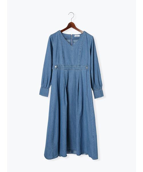 Te chichi TERRASSE(テチチテラス)の「デニムVネックワンピース(ワンピース・レディース・ネイビー/ブルー・F)」の17枚目の写真