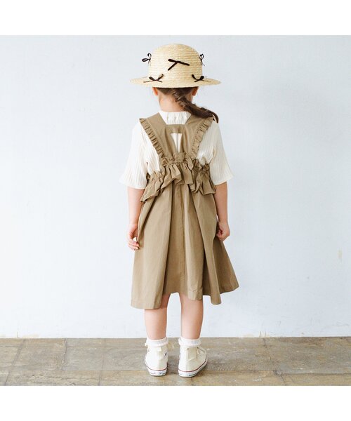 p.premier（ピードットプルミエ）の「フリルデザインワンピース&リブTシャツセット（ワンピース・キッズ・ベージュ/ブラック・80/90/100/110/120/130/140）」の4枚目の写真