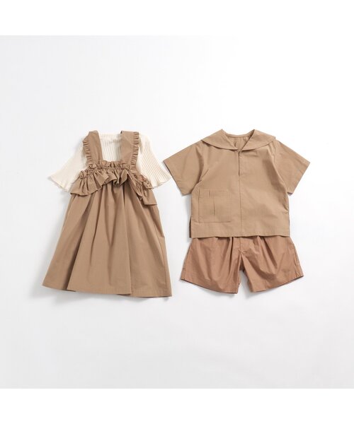 p.premier（ピードットプルミエ）の「フリルデザインワンピース&リブTシャツセット（ワンピース・キッズ・ベージュ/ブラック・80/90/100/110/120/130/140）」の9枚目の写真