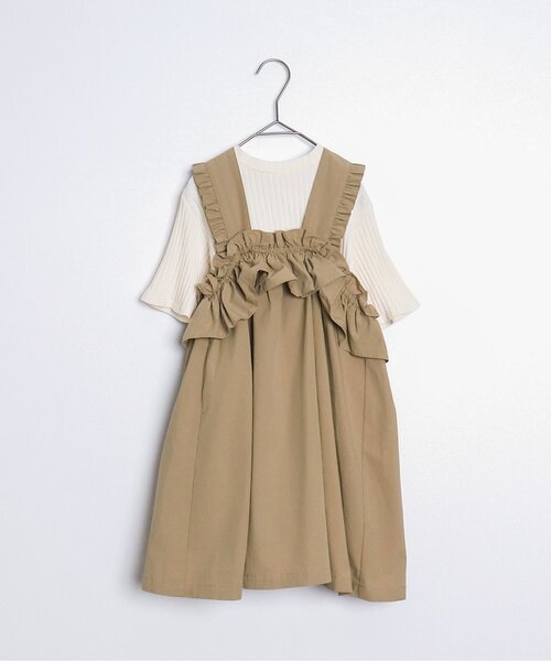 p.premier（ピードットプルミエ）の「フリルデザインワンピース&リブTシャツセット（ワンピース・キッズ・ベージュ/ブラック・80/90/100/110/120/130/140）」の10枚目の写真
