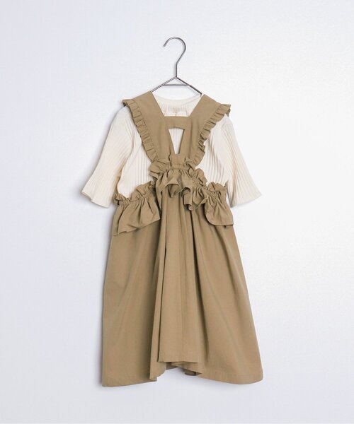 p.premier（ピードットプルミエ）の「フリルデザインワンピース&リブTシャツセット（ワンピース・キッズ・ベージュ/ブラック・80/90/100/110/120/130/140）」の13枚目の写真