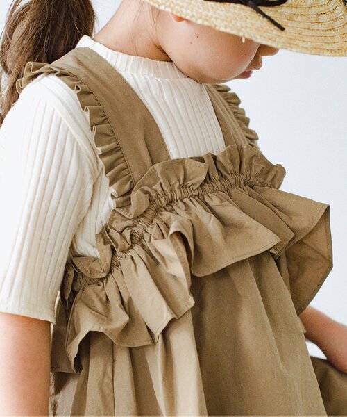 p.premier（ピードットプルミエ）の「フリルデザインワンピース&リブTシャツセット（ワンピース・キッズ・ベージュ/ブラック・80/90/100/110/120/130/140）」の15枚目の写真