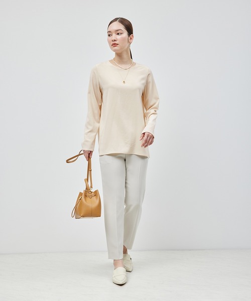 ROPE'（ロペ）の「シルクライクサテン長袖Tシャツ（Tシャツ/カットソー・レディース・ネイビー/ピンク系その他2・FREE）」の5枚目の写真