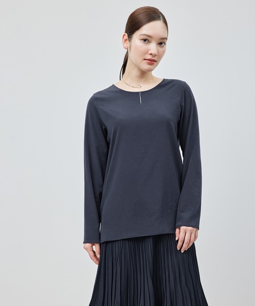 ROPE'（ロペ）の「シルクライクサテン長袖Tシャツ（Tシャツ/カットソー・レディース・ネイビー/ピンク系その他2・FREE）」の7枚目の写真