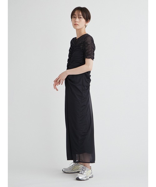 【完全未使用】emmi ノースリーブドレープワンピース サイズ0 小さいサイズ 綿混裾切替ノースリーブワンピース 低身長さん
