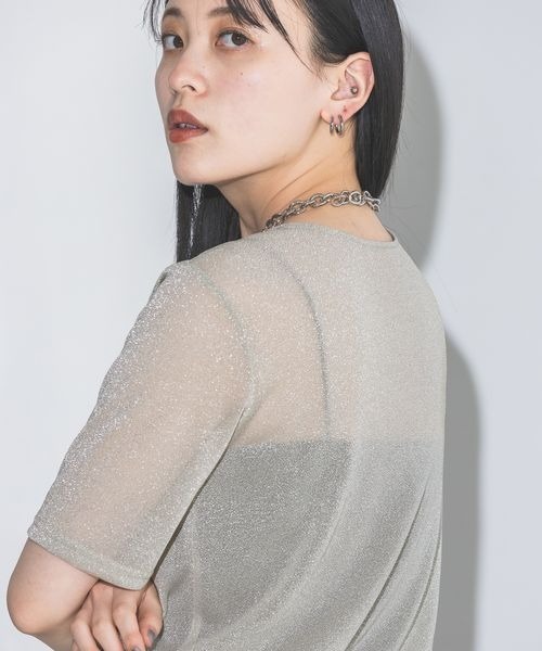 JEANASIS(ジーナシス)の「ラメテンジクシアーSS TEE/120208(Tシャツ/カットソー・レディース・ブラック/シルバー/ゴールド/シャンパン・FREE)」の5枚目の写真