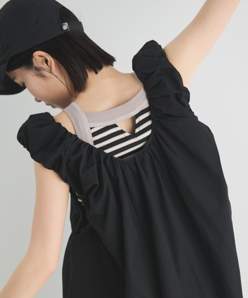 MERLOT（メルロー）の「カップ付きボーダーアメスリタンク（タンクトップ・レディース・ブラック/ブラウン/ピンク・FREE）」の8枚目の写真