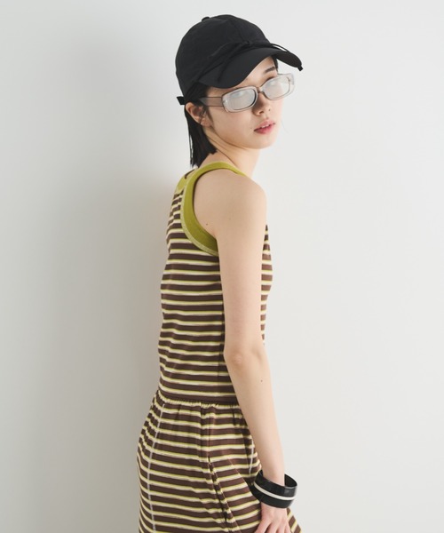 MERLOT（メルロー）の「カップ付きボーダーアメスリタンク（タンクトップ・レディース・ブラック/ブラウン/ピンク・FREE）」の17枚目の写真