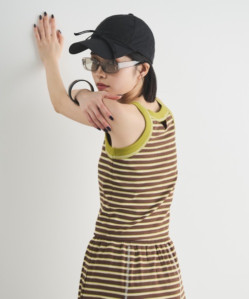 MERLOT（メルロー）の「カップ付きボーダーアメスリタンク（タンクトップ・レディース・ブラック/ブラウン/ピンク・FREE）」の18枚目の写真