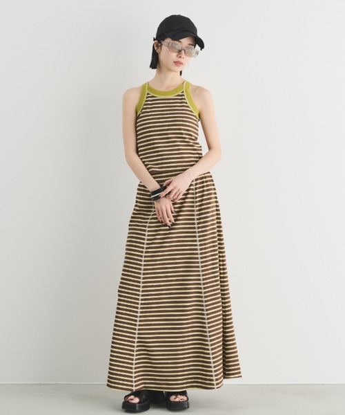 MERLOT（メルロー）の「カップ付きボーダーアメスリタンク（タンクトップ・レディース・ブラック/ブラウン/ピンク・FREE）」の19枚目の写真