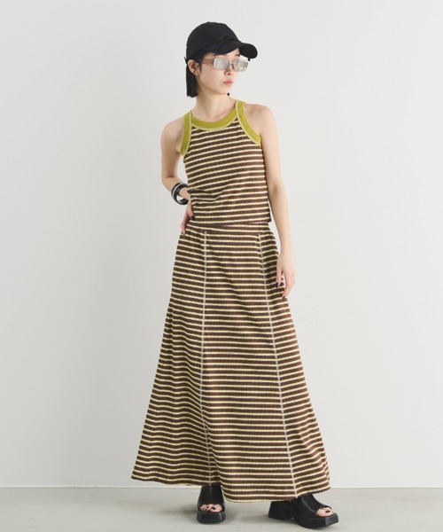 MERLOT（メルロー）の「カップ付きボーダーアメスリタンク（タンクトップ・レディース・ブラック/ブラウン/ピンク・FREE）」の20枚目の写真