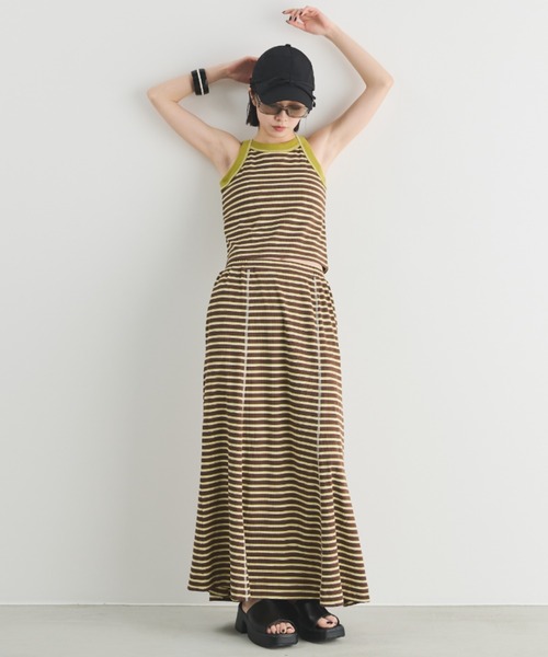 MERLOT（メルロー）の「カップ付きボーダーアメスリタンク（タンクトップ・レディース・ブラック/ブラウン/ピンク・FREE）」の21枚目の写真