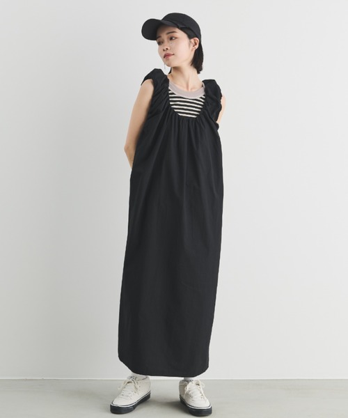 MERLOT（メルロー）の「カップ付きボーダーアメスリタンク（タンクトップ・レディース・ブラック/ブラウン/ピンク・FREE）」の9枚目の写真