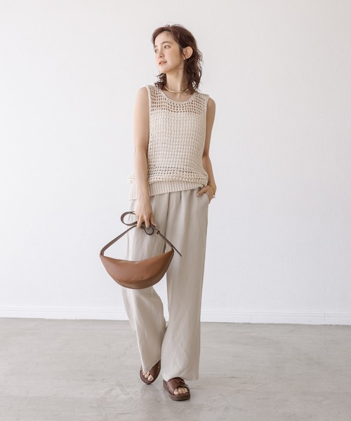 RIVE DROITE（リヴドロワ）の「レーヨンリネンイージーパンツ（スラックス・レディース・ブラウン/ブラック/ベージュ・FREE）」の6枚目の写真