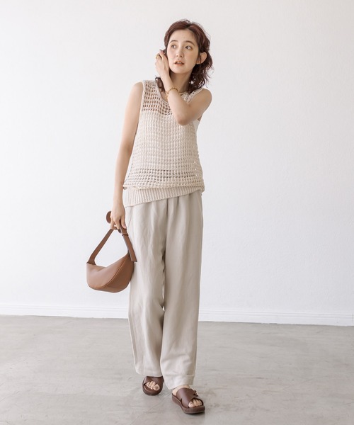 RIVE DROITE（リヴドロワ）の「レーヨンリネンイージーパンツ（スラックス・レディース・ブラウン/ブラック/ベージュ・FREE）」の8枚目の写真