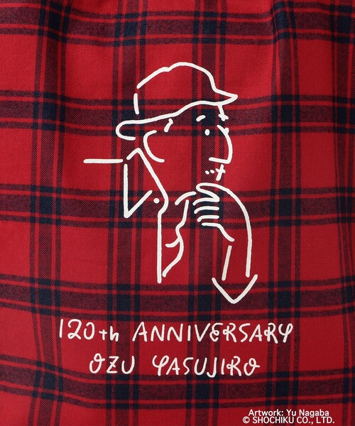 BEAMS JAPAN（ビームス　ジャパン）の「小津安二郎監督 / アニバーサリー ロゴ トートバッグ チェック（トートバッグ・メンズ・レッド・ONE SIZE）」の4枚目の写真