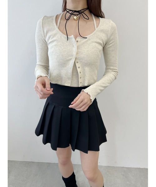 PHILLY(フィリー)の「【PHILLY】キャミセットリブカーディガン(Tシャツ/カットソー・レディース・アイボリー/ブラック/グレー・FREE)」の4枚目の写真