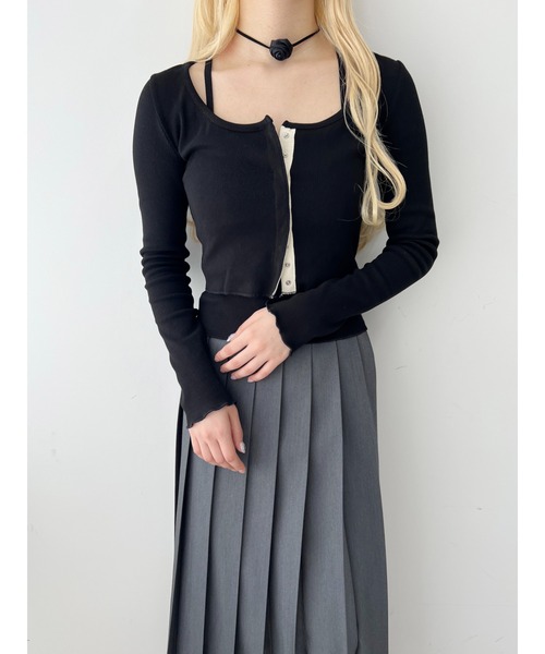 PHILLY(フィリー)の「【PHILLY】キャミセットリブカーディガン(Tシャツ/カットソー・レディース・アイボリー/ブラック/グレー・FREE)」の9枚目の写真