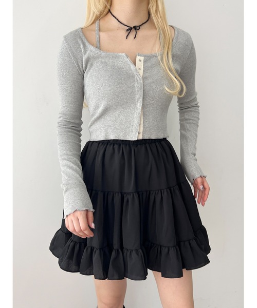 PHILLY(フィリー)の「【PHILLY】キャミセットリブカーディガン(Tシャツ/カットソー・レディース・アイボリー/ブラック/グレー・FREE)」の14枚目の写真