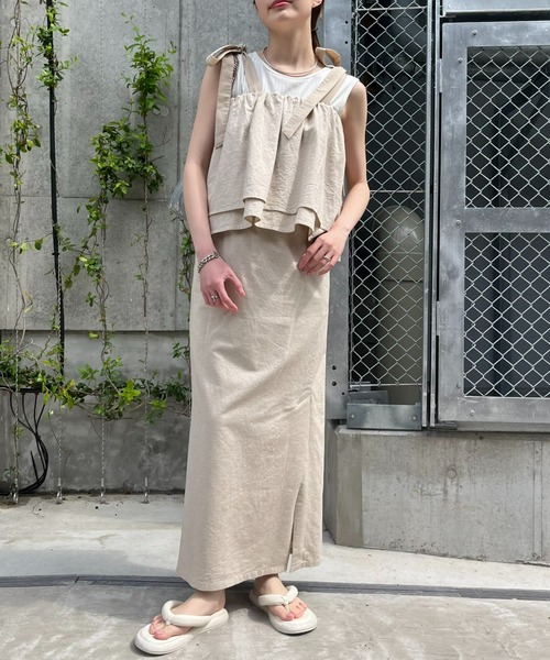 WILLOW（ウィロー）の「【willow】マルチウェイリネンキャミ（Tシャツ/カットソー・レディース・ベージュ/ブラック・ONE SIZE）」の20枚目の写真