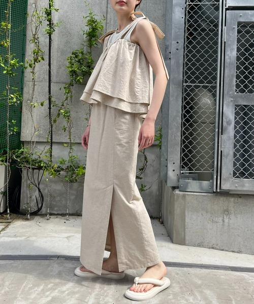 WILLOW（ウィロー）の「【willow】マルチウェイリネンキャミ（Tシャツ/カットソー・レディース・ベージュ/ブラック・ONE SIZE）」の21枚目の写真