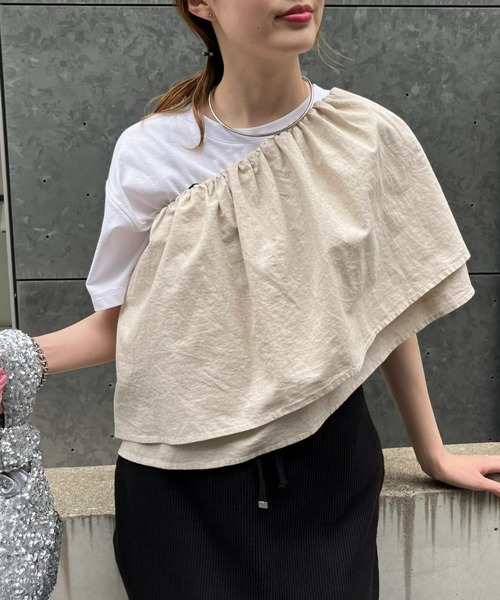 WILLOW（ウィロー）の「【willow】マルチウェイリネンキャミ（Tシャツ/カットソー・レディース・ベージュ/ブラック・ONE SIZE）」の6枚目の写真