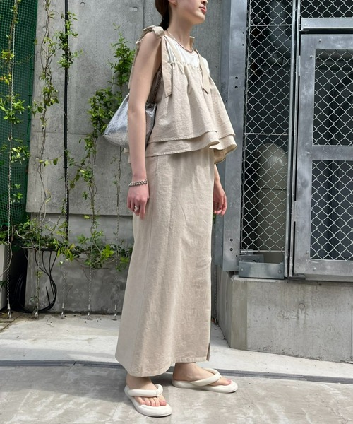 WILLOW（ウィロー）の「【willow】マルチウェイリネンキャミ（Tシャツ/カットソー・レディース・ベージュ/ブラック・ONE SIZE）」の22枚目の写真