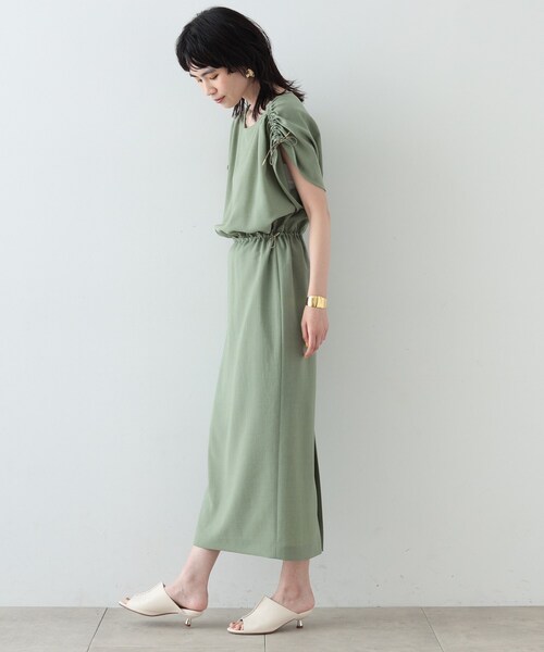 GALLEST（ギャレスト）の「◆ドロストスリーブIラインワンピース（ワンピース・レディース・ダークブラウン/スモーキーグリーン系/ブラック・38/34）」の8枚目の写真