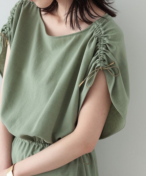 GALLEST（ギャレスト）の「◆ドロストスリーブIラインワンピース（ワンピース・レディース・ダークブラウン/スモーキーグリーン系/ブラック・38/34）」の10枚目の写真