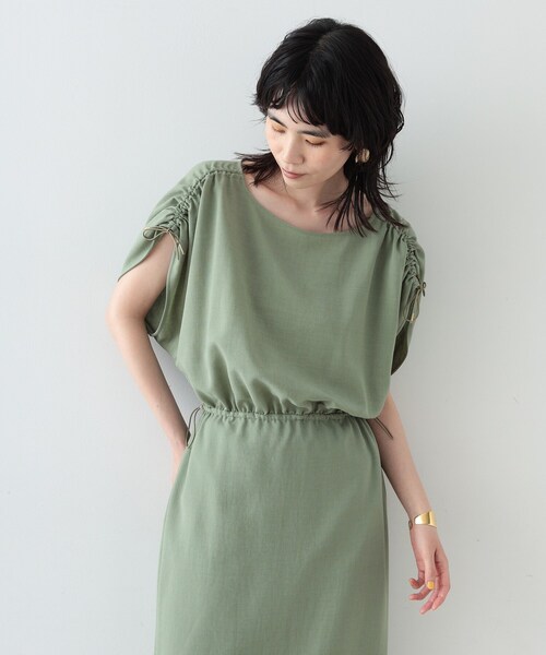 GALLEST（ギャレスト）の「◆ドロストスリーブIラインワンピース（ワンピース・レディース・ダークブラウン/スモーキーグリーン系/ブラック・38/34）」の11枚目の写真